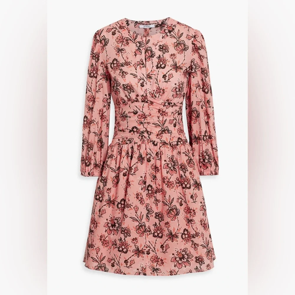 Derek Lam 10 Amelia Floral Gathered Mini Dress Size 2 - Picture 8 of 10